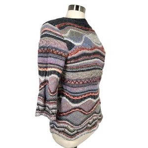 Mildappucci Women's Swirl 3/4 Sleeve Sweater M Acrylic Blend Gray Purple